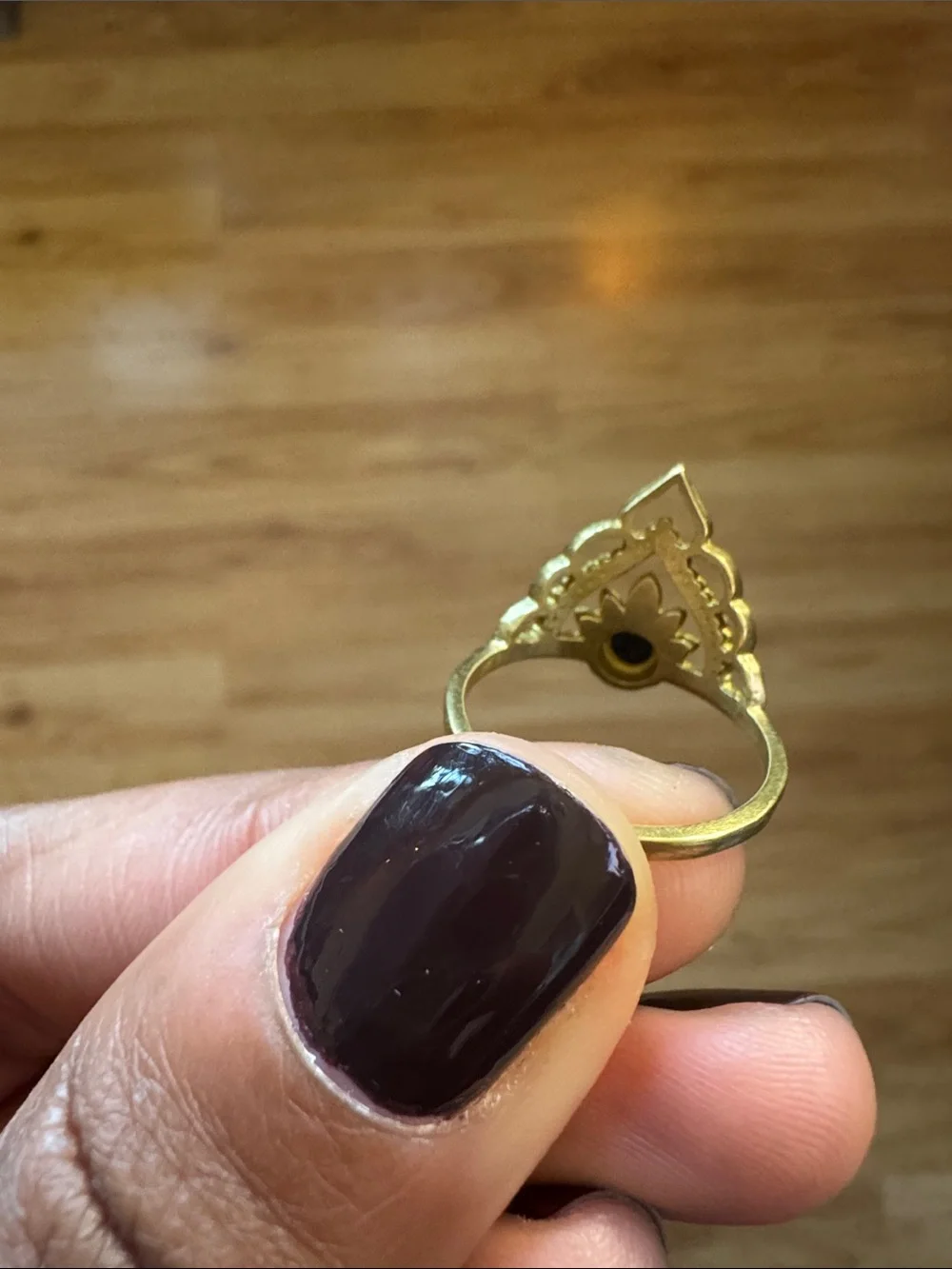 Brass & Onyx Stone Floral Ring Set ✨ never used